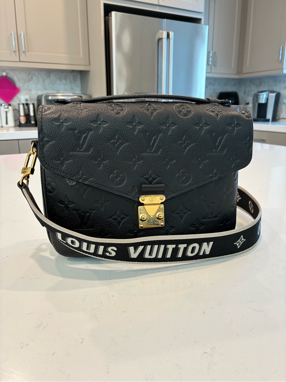 Louis Vuitton Black Monogram Empreinte Crossbody with Gold Hardware